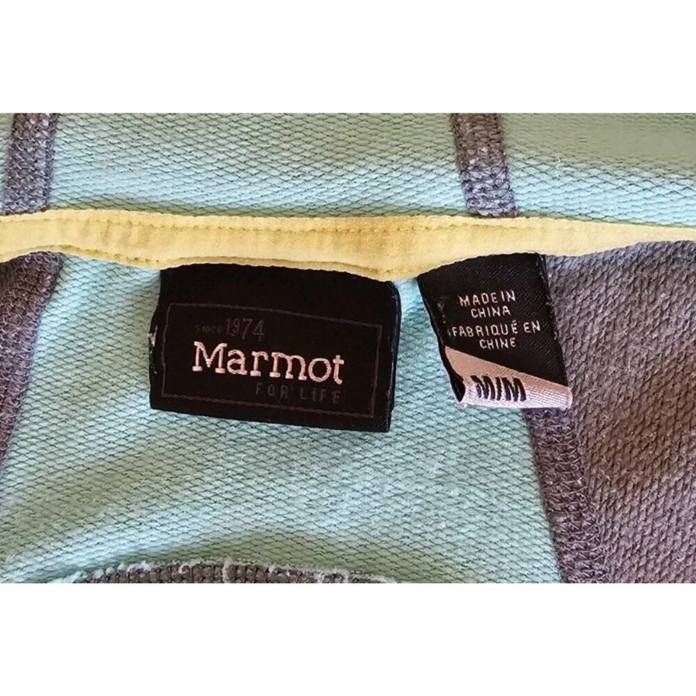Marmot Geometric Tribal Print Teal Green Hoodie Outdoor Camping Hiking Sz M - Picture 8 of 9